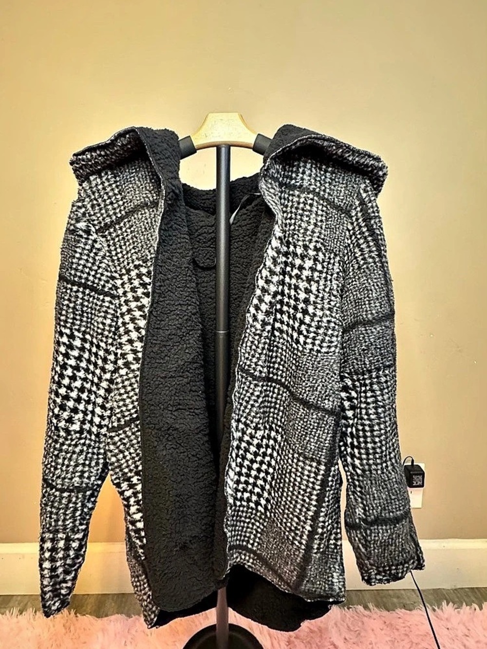 Weatherproof Reversible Plush Jacket Women’s S/M Black Plaid Sherpa NWT